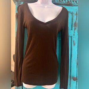 Polo Ralph Lauren Chocolate Long Sleeve V-Neck Top